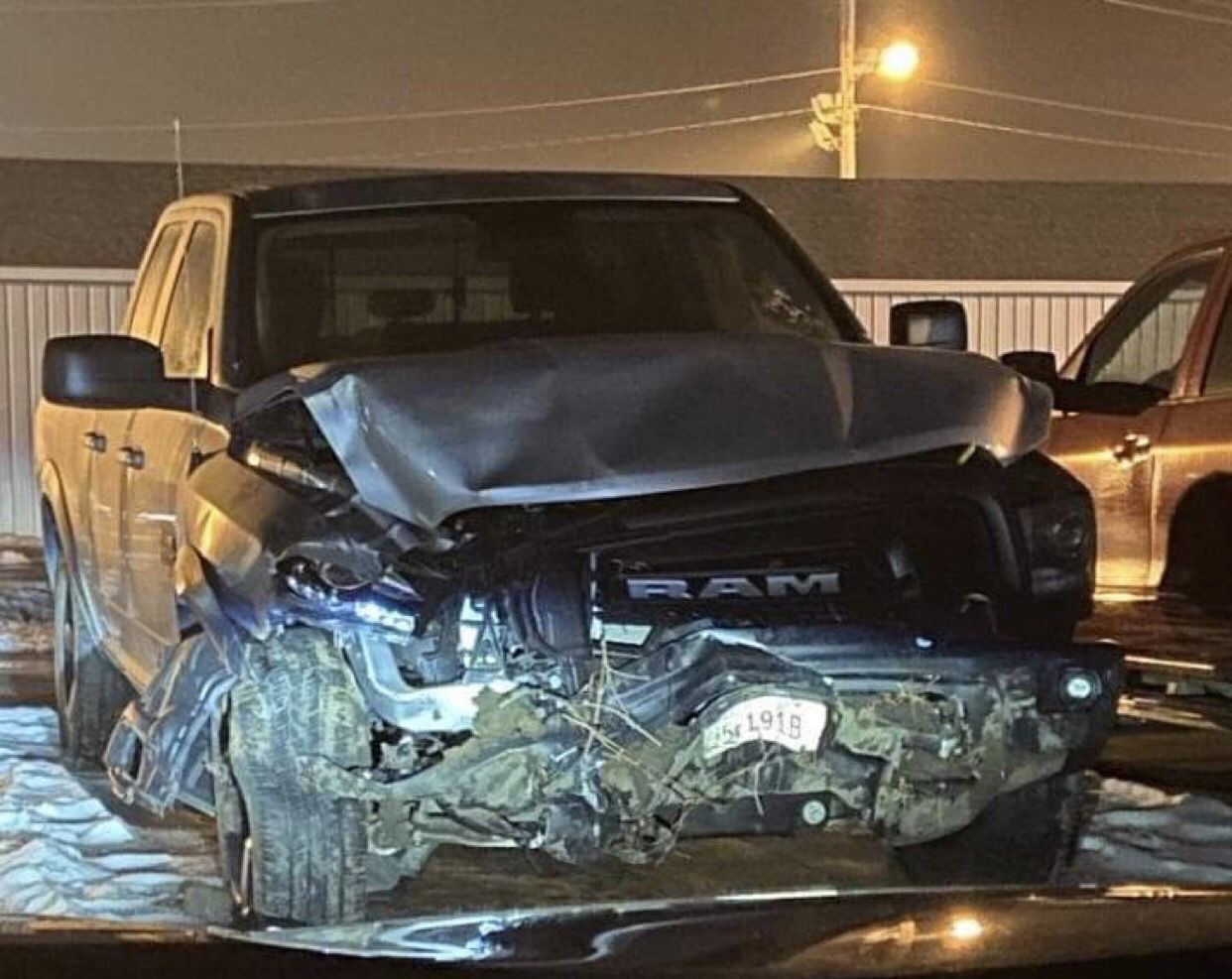 Dodge County Attorney Oliver Glass's truck after a December crash